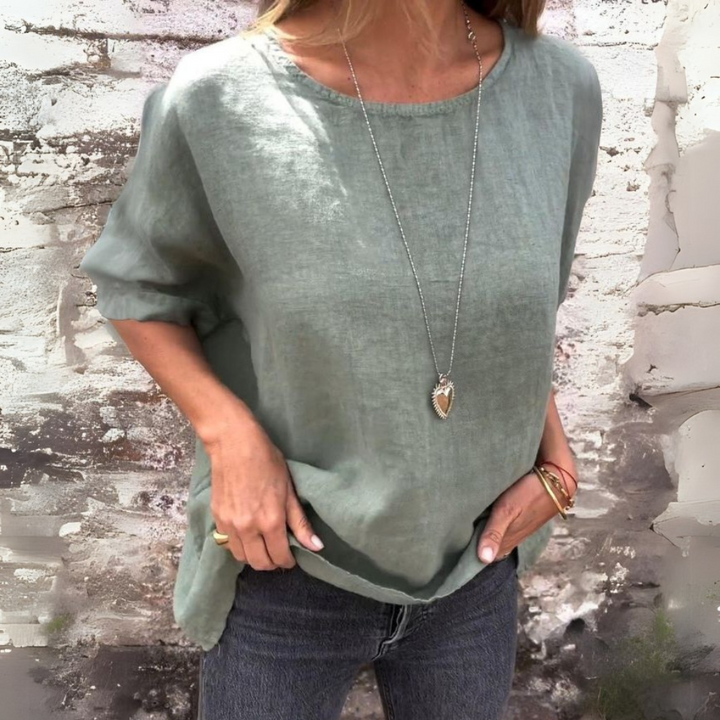 Grüne Bluse von Evalin für Damen mit natürlichem Stoff lockerer Schnitt für Alltag und Komfort
