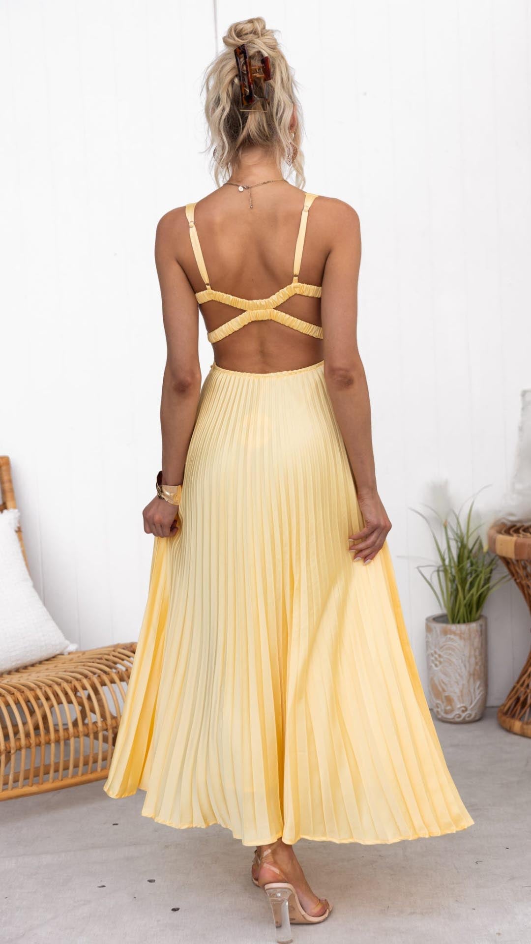 Everlina Fließendes Falten Sommer-Maxikleid für Damen