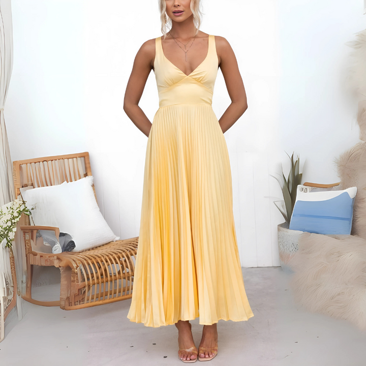 Everlina Fließendes Falten Sommer-Maxikleid für Damen