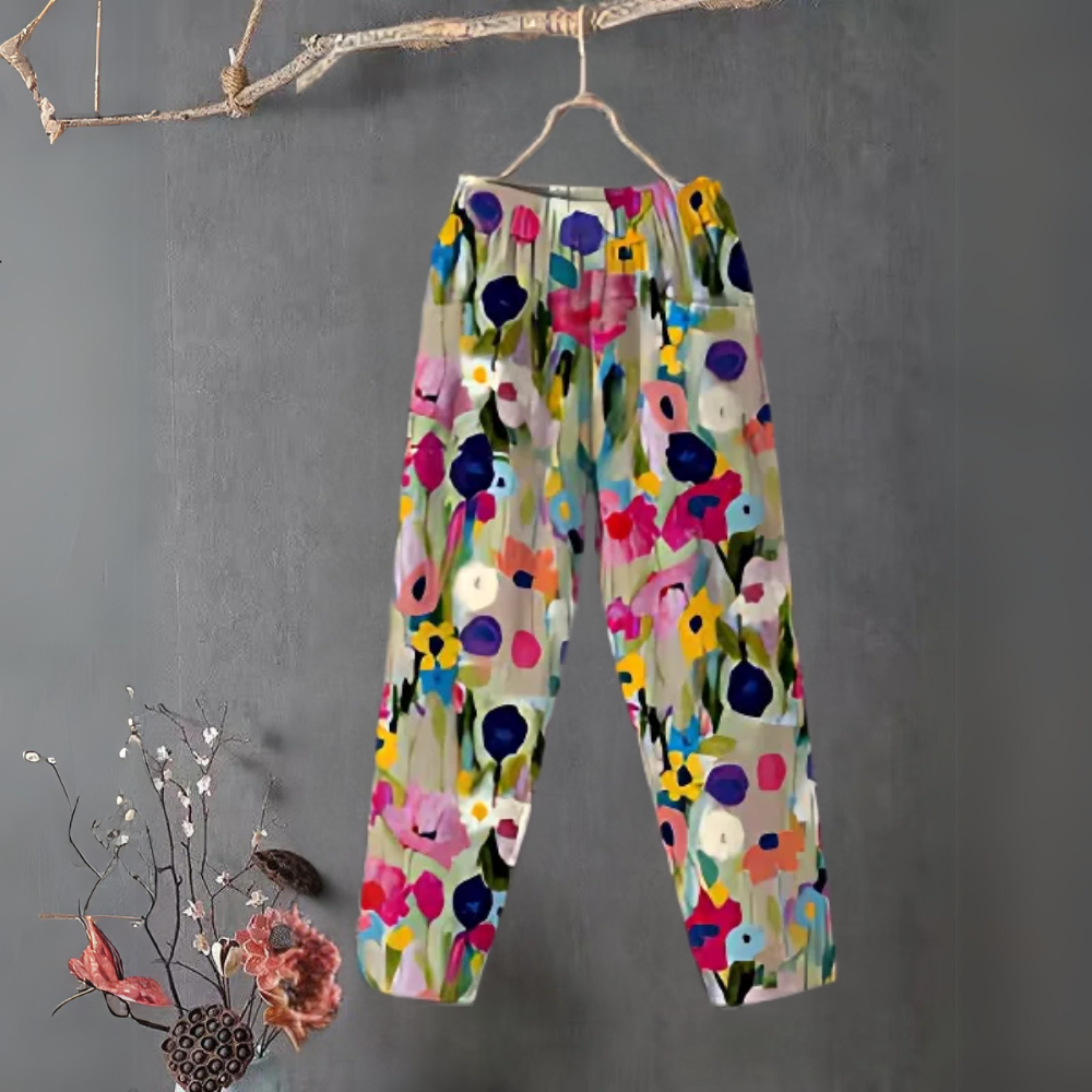 Pantaloni con fascia elastica colorata e stilosa per donna
