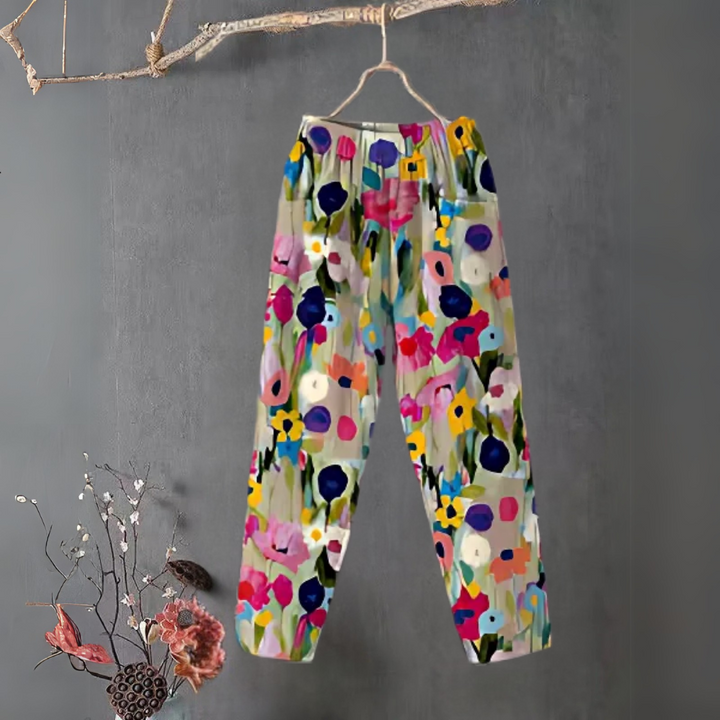 Pantaloni con fascia elastica colorata e stilosa per donna
