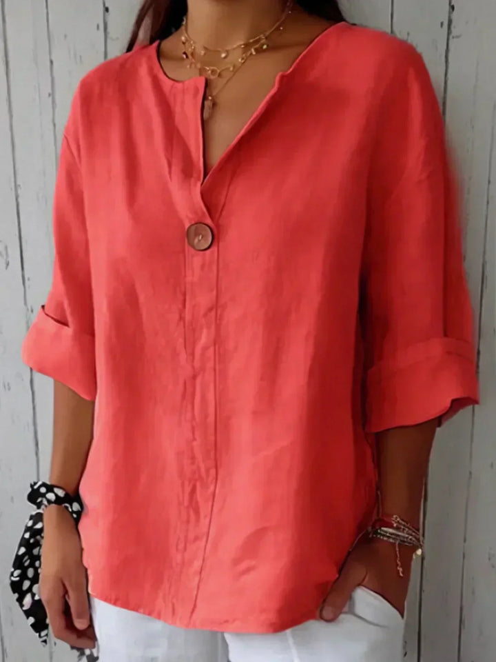 Fredrika rot elegante Leinenbluse für Damen, entworfen mit femininem Rosa-Ton und leichtem, atmungsaktivem Stoff