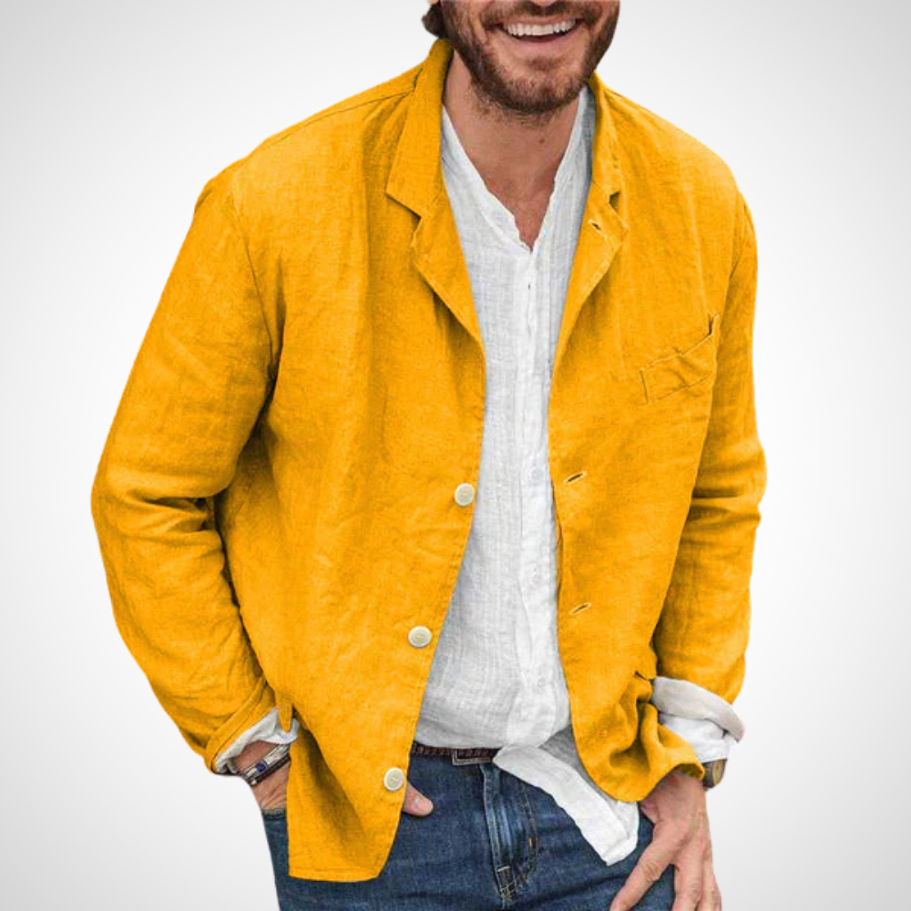 elbe Herren-Jacke in kräftiger Farbe und weichem Stoff als auffällige Baumwoll-Leinen-Jacke