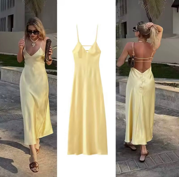 Elegantes Hochzeitsgäste Spaghettiträgern Kleid für Damen