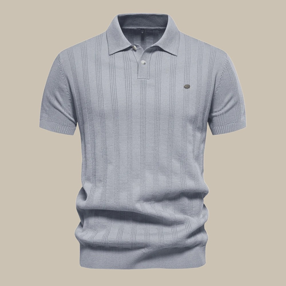 Graues Herren-Poloshirt atmungsaktives leichtes Strick-Poloshirt ideal für den Alltag
