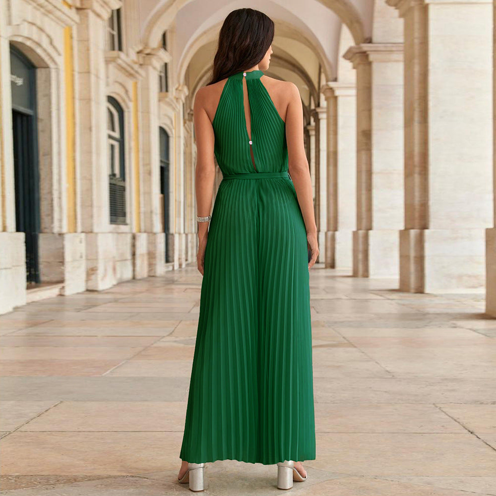 Tuta a pieghe di alta qualità e di stile per donna