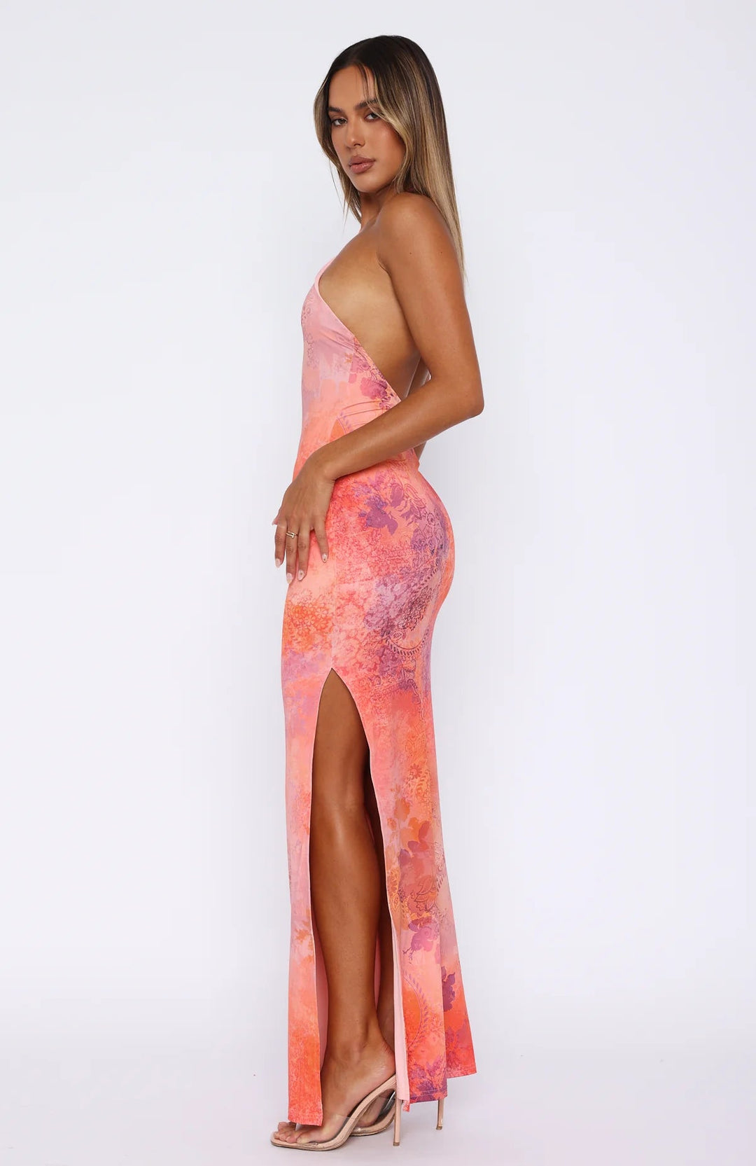 Heloise Oranges Halterneck Maxikleid für Damen