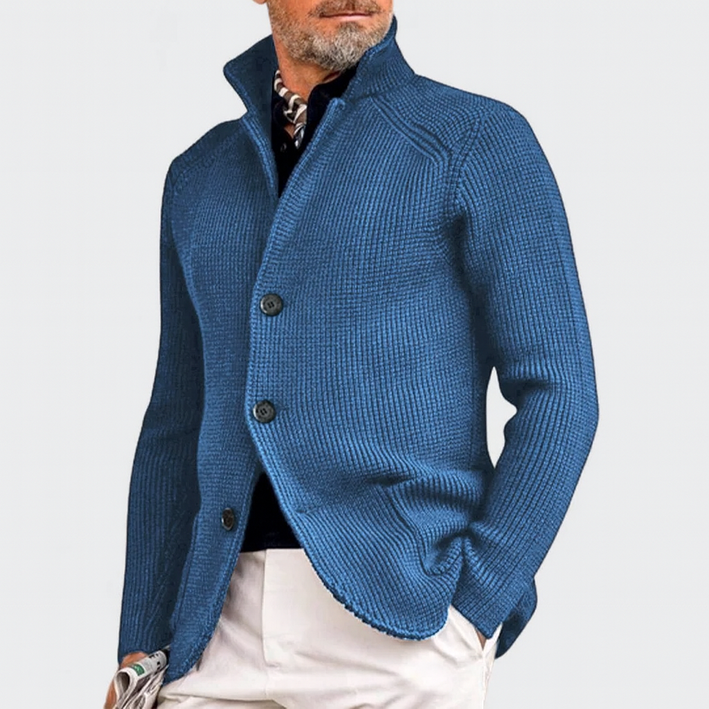 Herren-Cardigan aus Rippstrick mit langen Ärmeln und Knopfverschluss