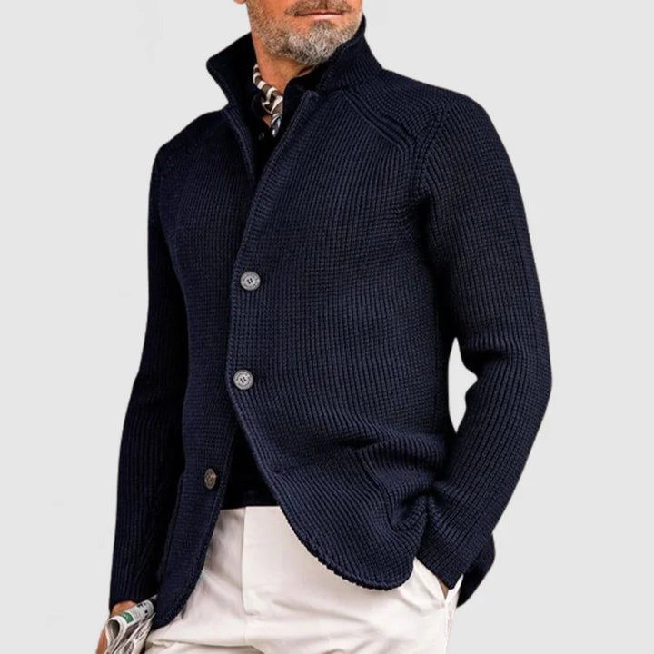 Herren-Cardigan aus Rippstrick mit langen Ärmeln und Knopfverschluss