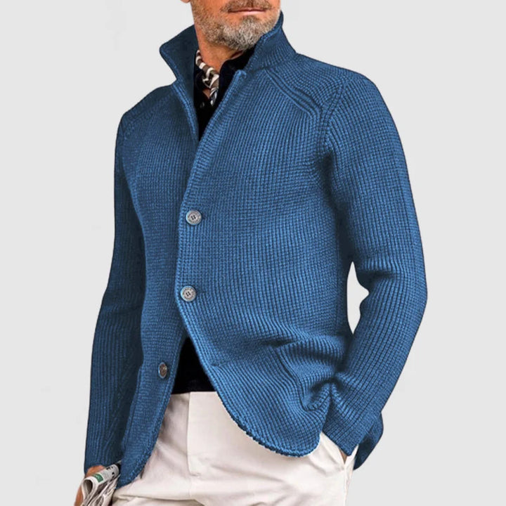 Herren-Cardigan aus Rippstrick mit langen Ärmeln und Knopfverschluss