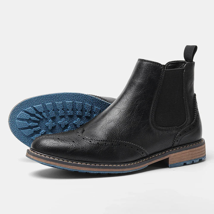 Herren Chelsea-Stiefel mit Brogue-Details und elastischen Einsätzen