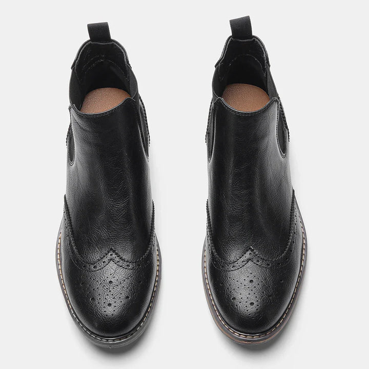 Herren Chelsea-Stiefel mit Brogue-Details und elastischen Einsätzen