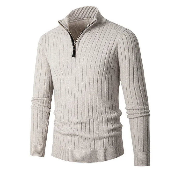 Herren Half-Zip-Pullover mit langen Ärmeln und Stehkragen