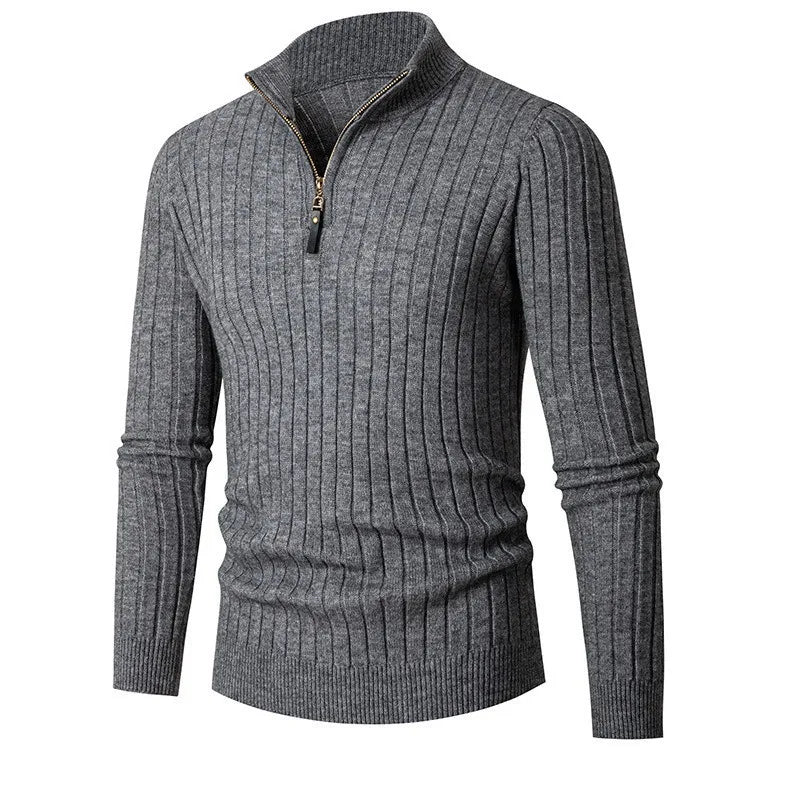 Herren Half-Zip-Pullover mit langen Ärmeln und Stehkragen