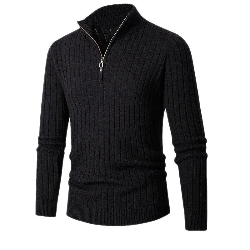 Herren Half-Zip-Pullover mit langen Ärmeln und Stehkragen