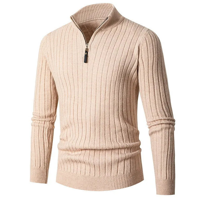 Herren Half-Zip-Pullover mit langen Ärmeln und Stehkragen