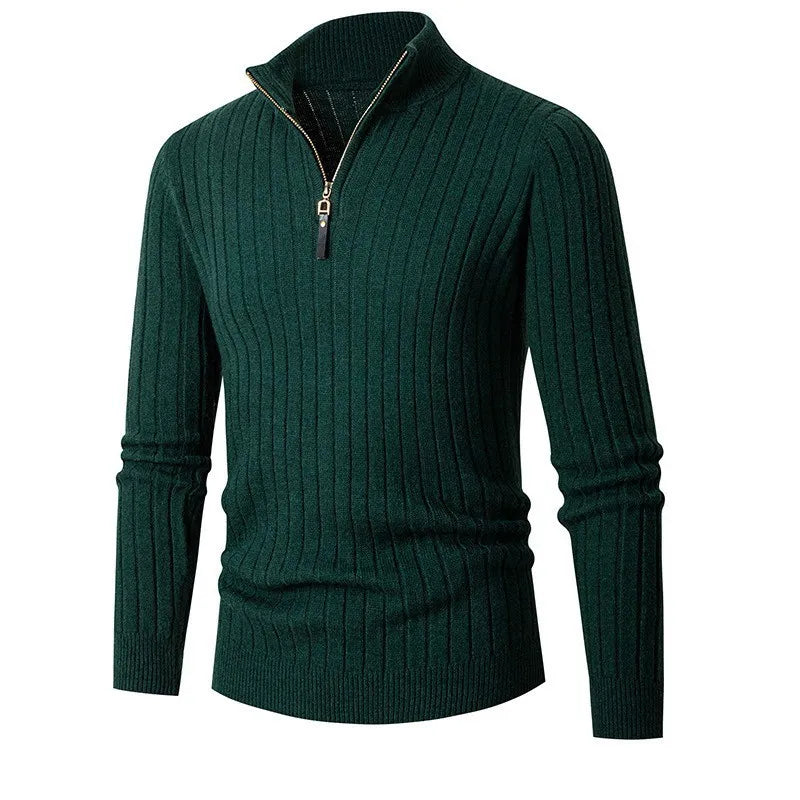 Herren Half-Zip-Pullover mit langen Ärmeln und Stehkragen