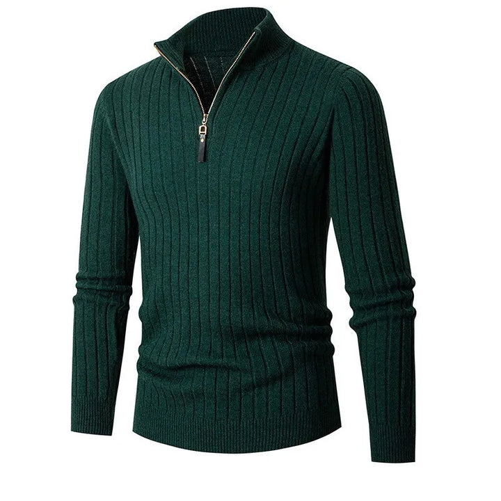 Herren Half-Zip-Pullover mit langen Ärmeln und Stehkragen