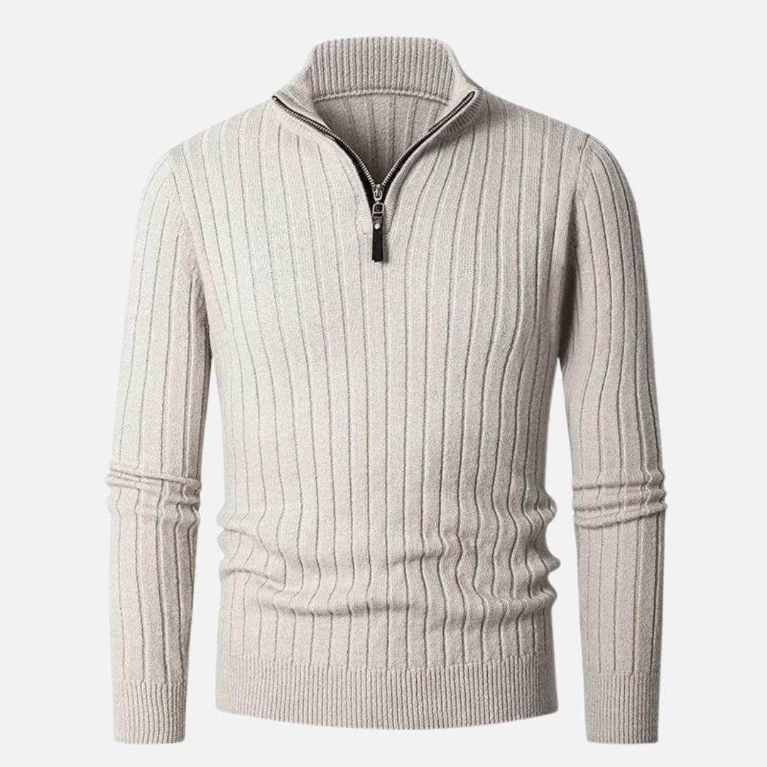 Herren Half-Zip-Pullover mit langen Ärmeln und Stehkragen