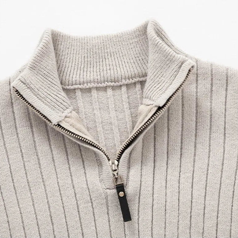 Herren Half-Zip-Pullover mit langen Ärmeln und Stehkragen