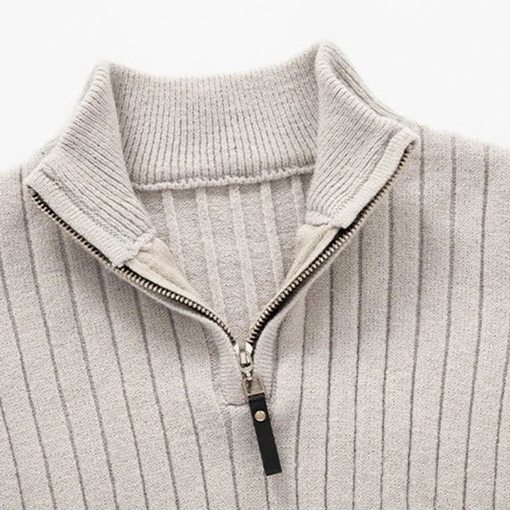 Herren Half-Zip-Pullover mit langen Ärmeln und Stehkragen