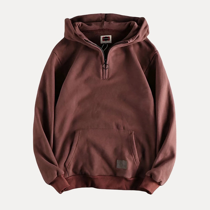 Herren Hoodie mit Half-Zip-Kapuze und Kängurutasche