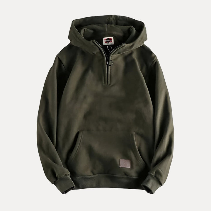 Herren Hoodie mit Half-Zip-Kapuze und Kängurutasche