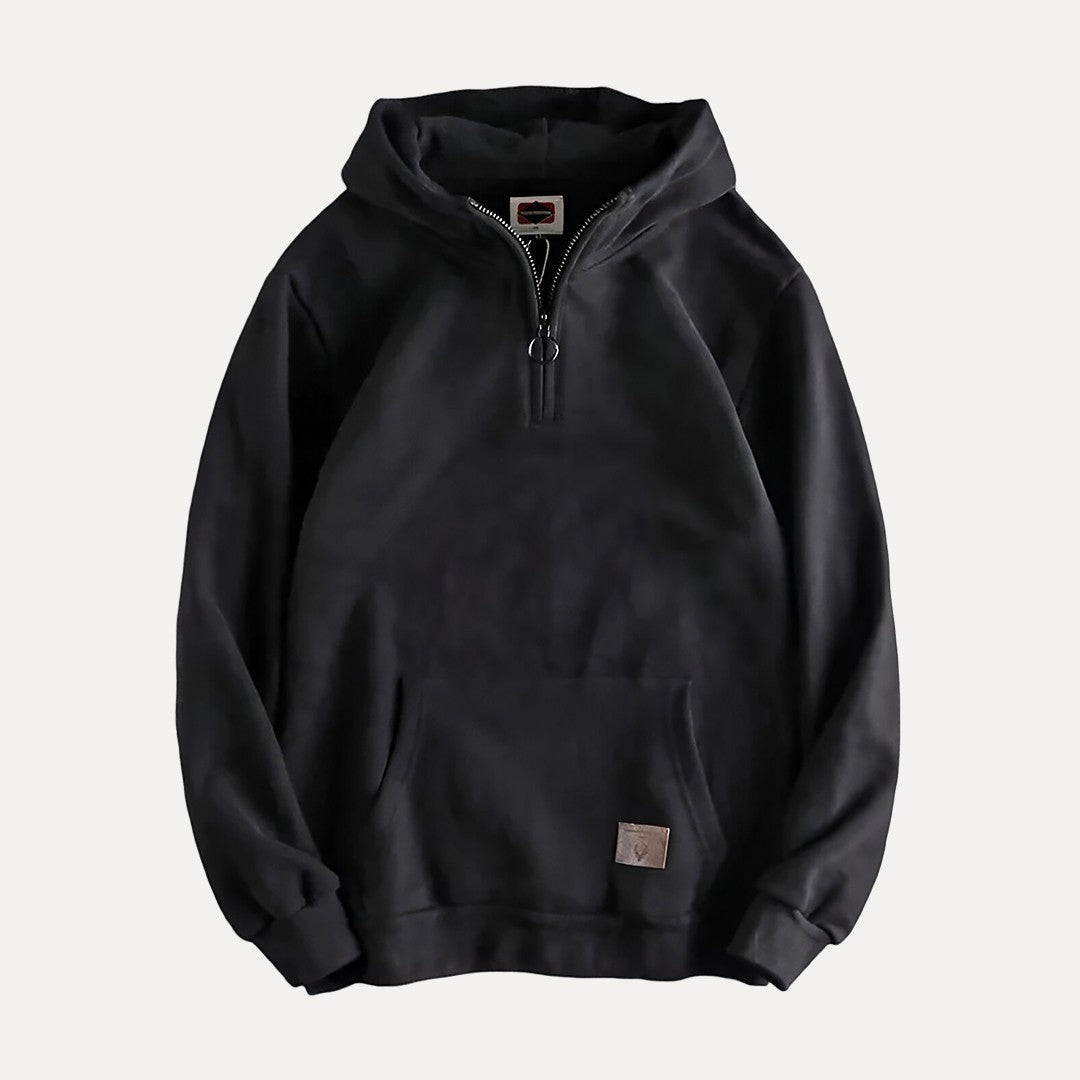 Herren Hoodie mit Half-Zip-Kapuze und Kängurutasche