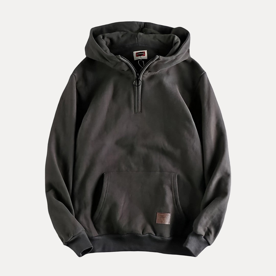 Herren Hoodie mit Half-Zip-Kapuze und Kängurutasche