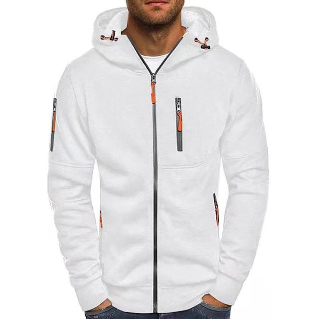 Herren-Kapuzen-Sweatjacke mit Frontreißverschluss und Seitentaschen