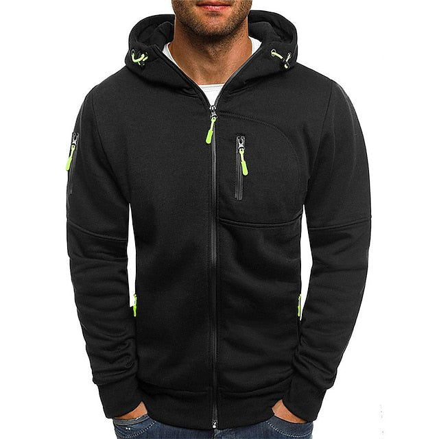 Herren-Kapuzen-Sweatjacke mit Frontreißverschluss und Seitentaschen