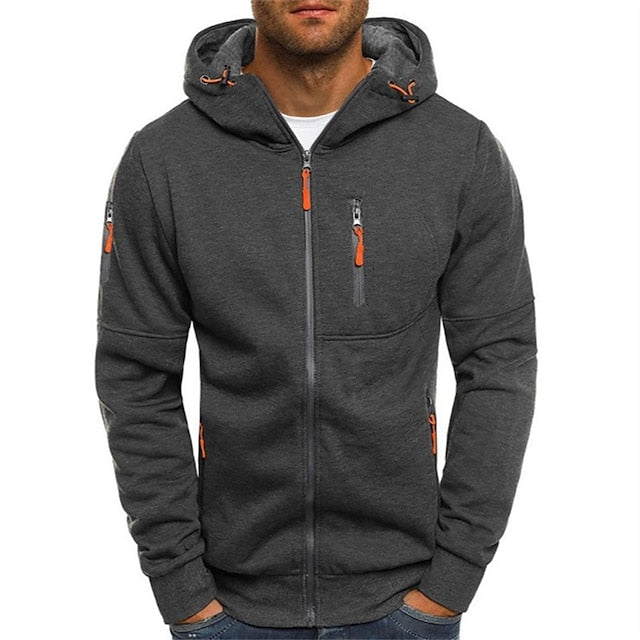 Herren-Kapuzen-Sweatjacke mit Frontreißverschluss und Seitentaschen
