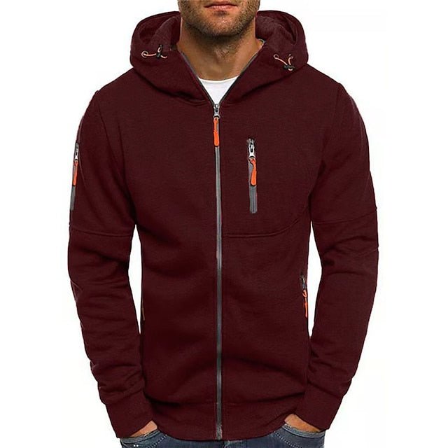 Herren-Kapuzen-Sweatjacke mit Frontreißverschluss und Seitentaschen
