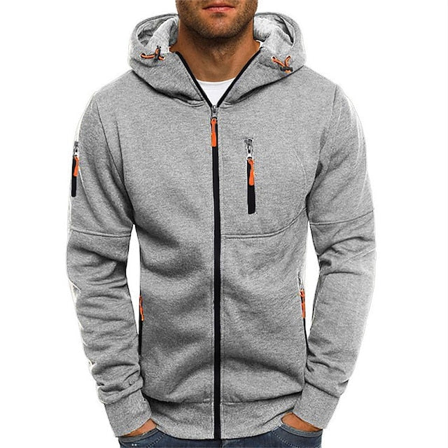 Herren-Kapuzen-Sweatjacke mit Frontreißverschluss und Seitentaschen