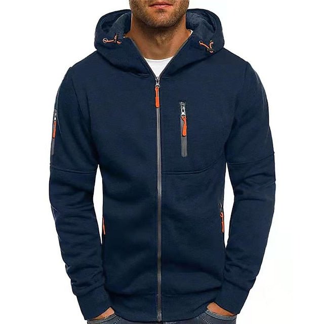 Herren-Kapuzen-Sweatjacke mit Frontreißverschluss und Seitentaschen