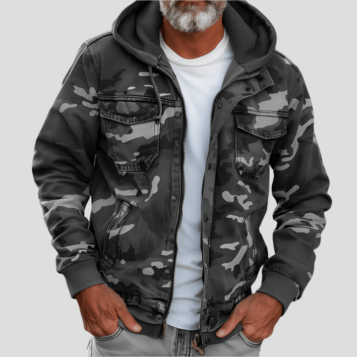 Herren Kapuzenjacke mit Reißverschluss und Brusttaschen