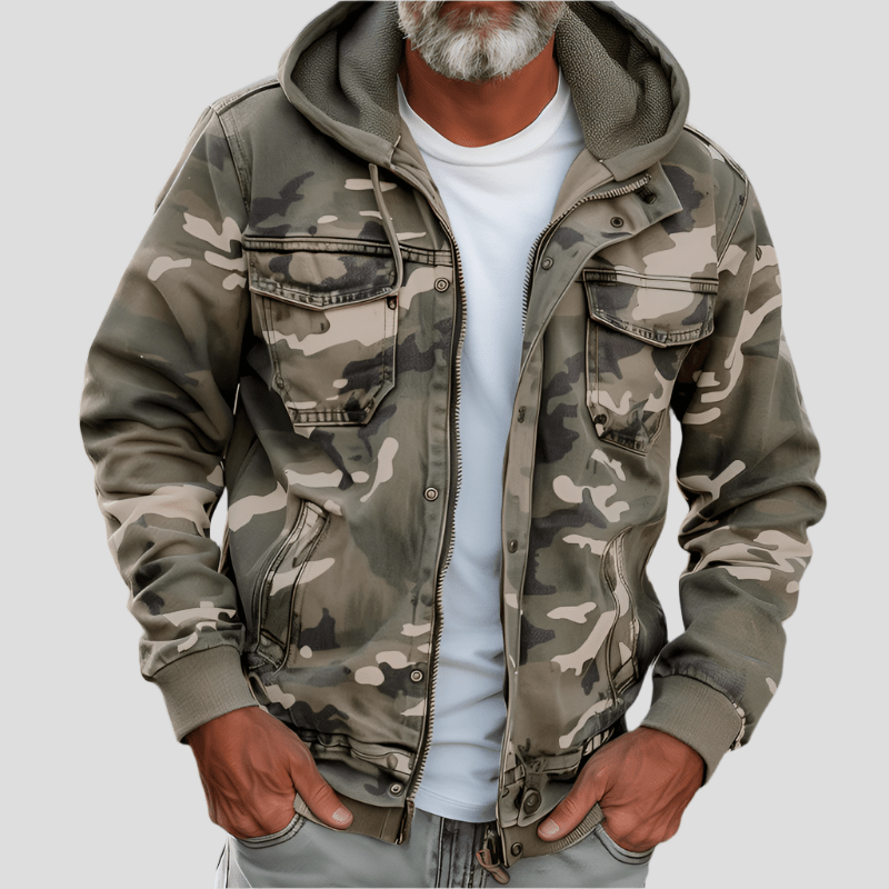 Herren Kapuzenjacke mit Reißverschluss und Brusttaschen