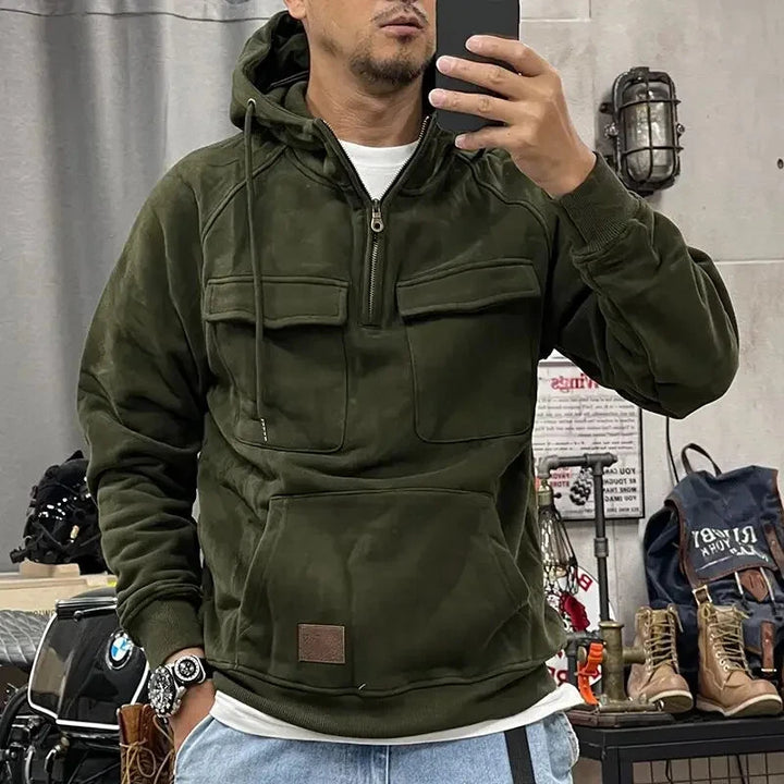Herren Kapuzenpullover mit Halbreißverschluss und Kängurutasche