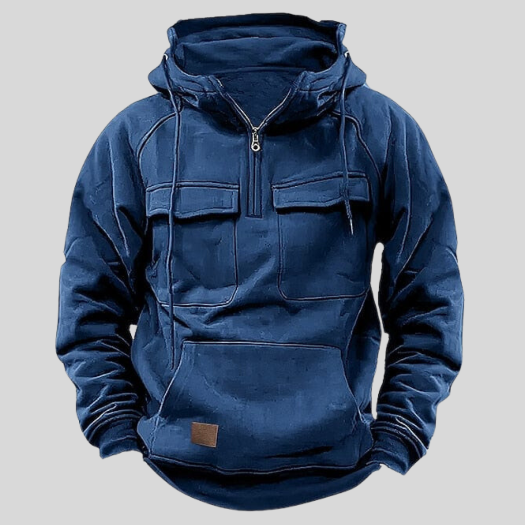 Herren Kapuzenpullover mit Halbreißverschluss und Kängurutasche