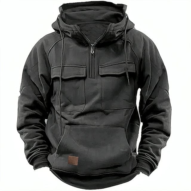 Herren Kapuzenpullover mit Halbreißverschluss und Kängurutasche
