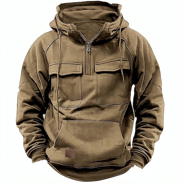 Herren Kapuzenpullover mit Halbreißverschluss und Kängurutasche