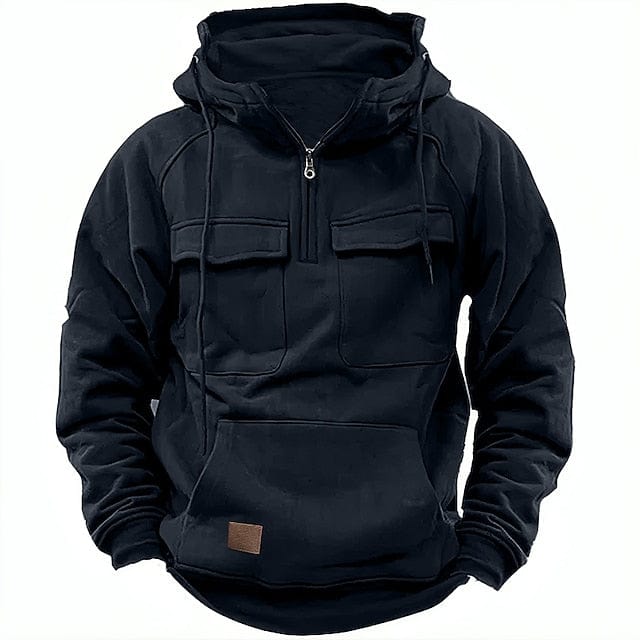 Herren Kapuzenpullover mit Halbreißverschluss und Kängurutasche