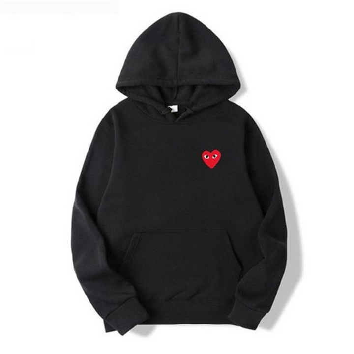 Herren Langarm-Hoodie mit Herz-Patch und Kängurutasche