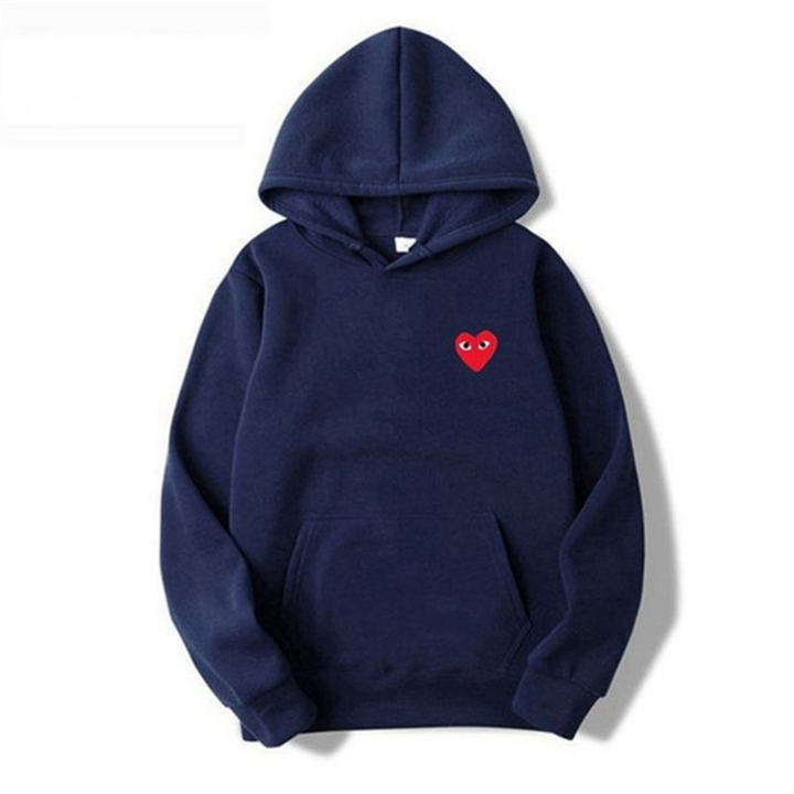 Herren Langarm-Hoodie mit Herz-Patch und Kängurutasche