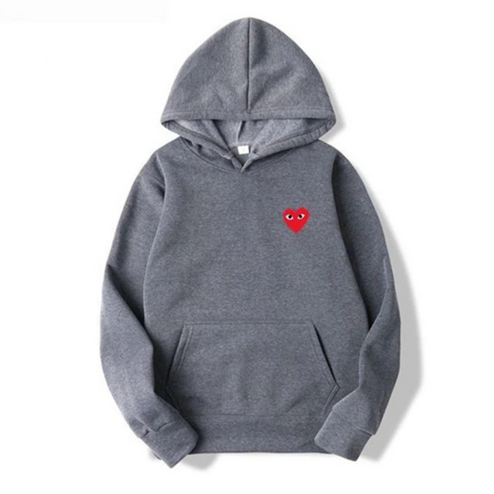 Herren Langarm-Hoodie mit Herz-Patch und Kängurutasche