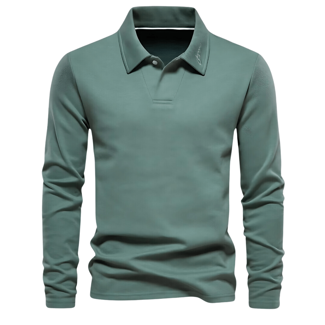 Herren Langarm-Polohemd mit Umlegekragen und geradem Saum