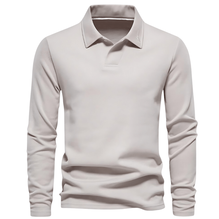 Herren Langarm-Polohemd mit Umlegekragen und geradem Saum
