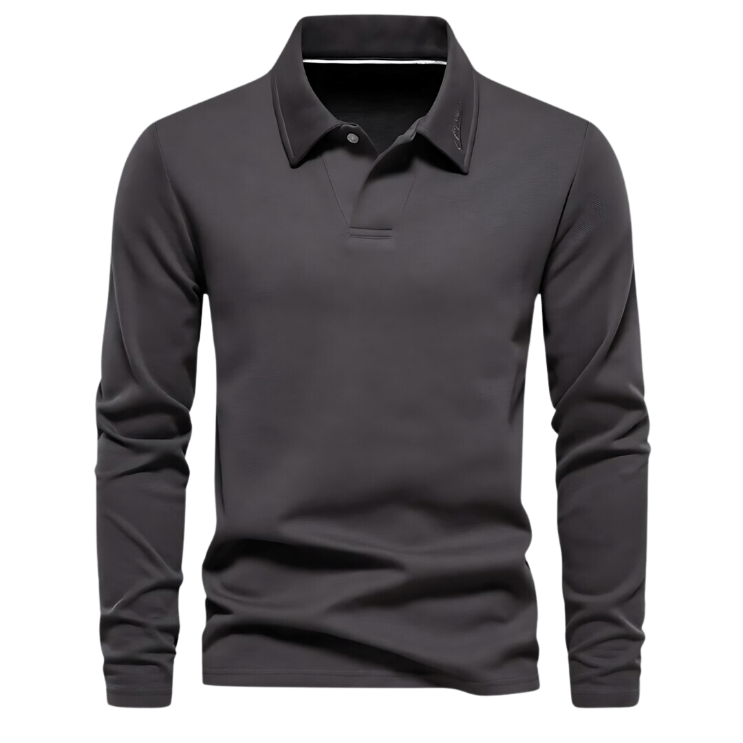 Herren Langarm-Polohemd mit Umlegekragen und geradem Saum