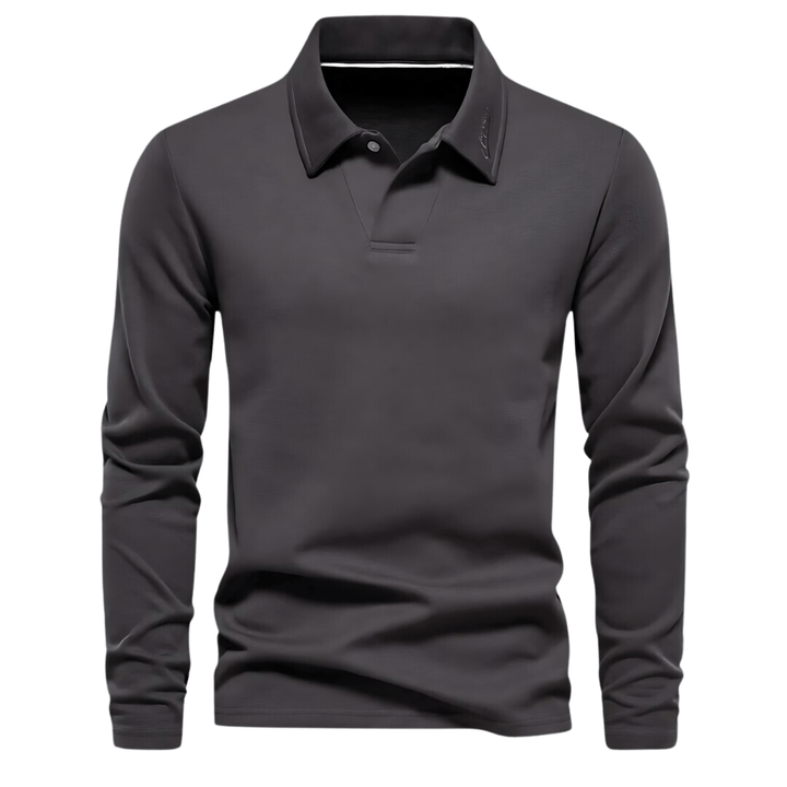 Herren Langarm-Polohemd mit Umlegekragen und geradem Saum