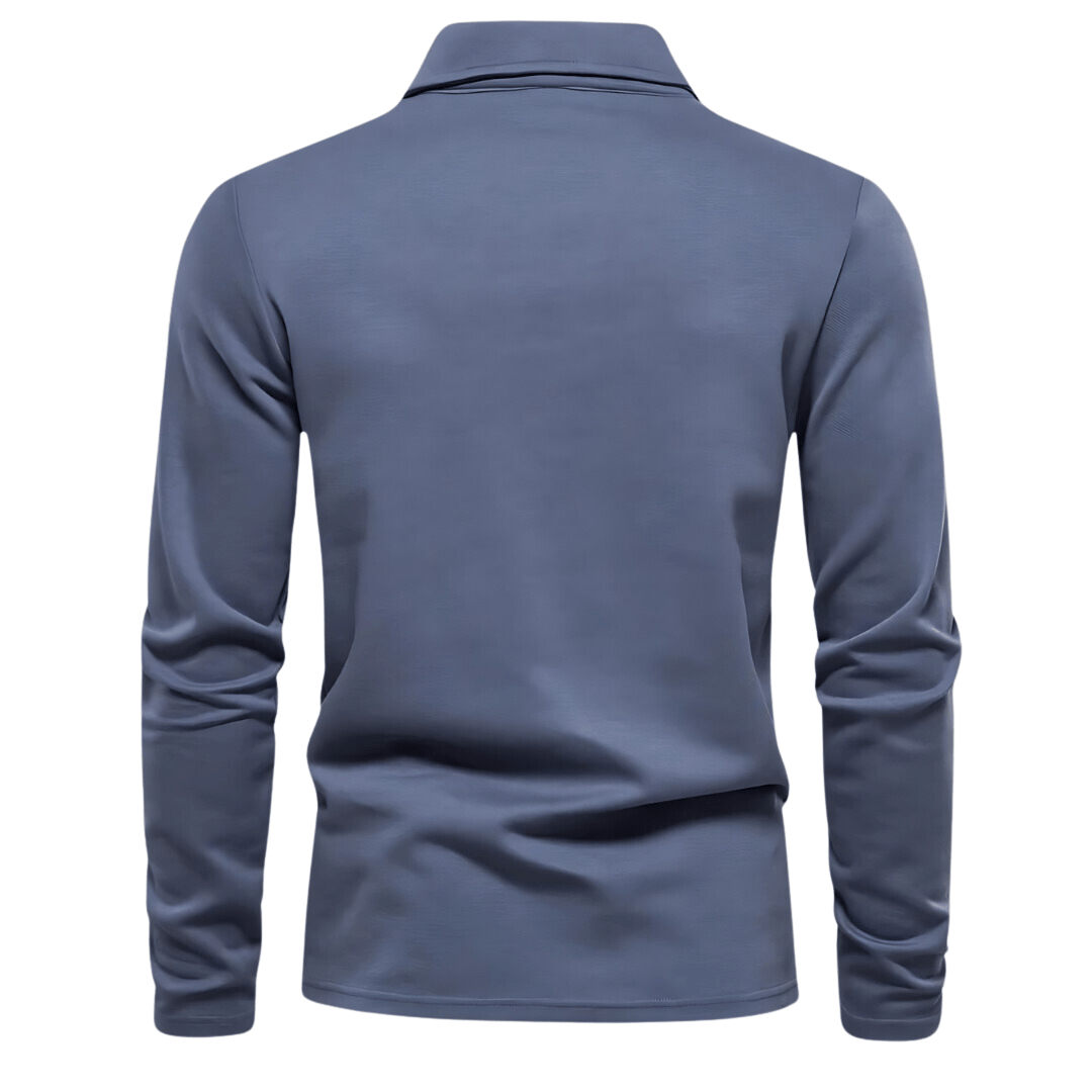 Herren Langarm-Polohemd mit Umlegekragen und geradem Saum
